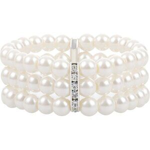🆕Women Silver Flapper Imitation Pearl Bracelet Great Gatsby Roaring Accessories